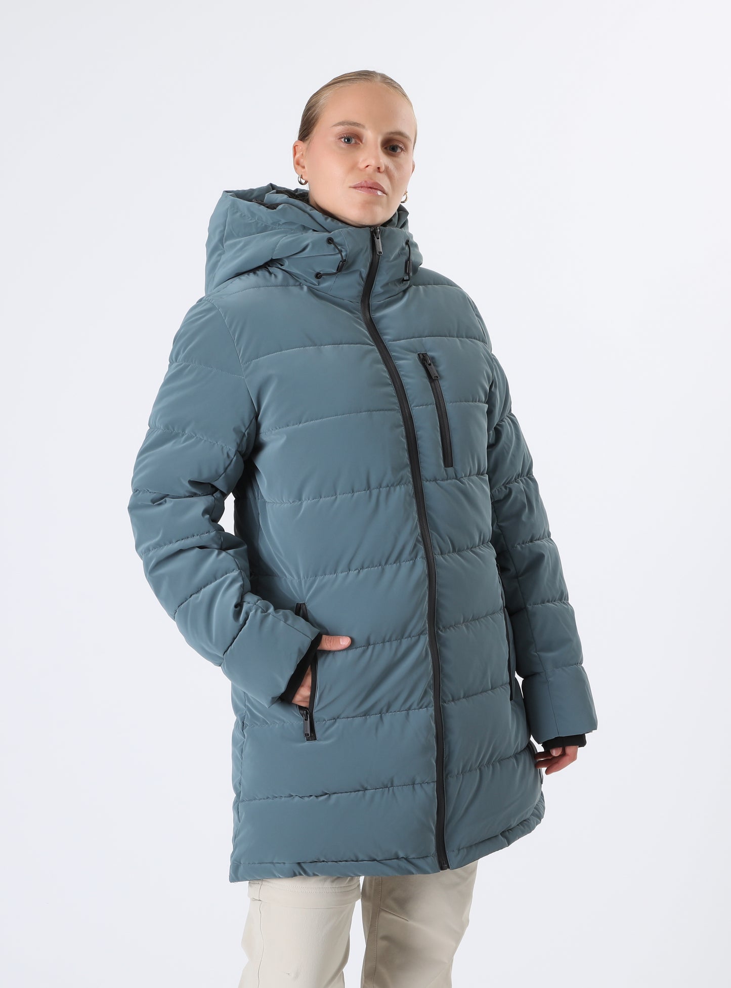 Parka Larga Mujer Miombo Celeste
