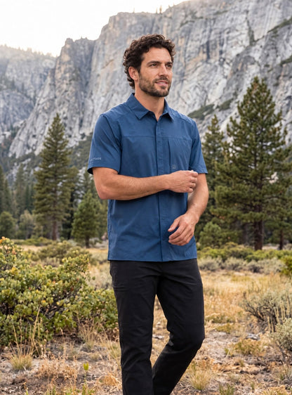 Camisa hombre manga corta Maullín color azul