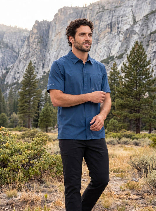 Camisa hombre manga corta Maullín color azul