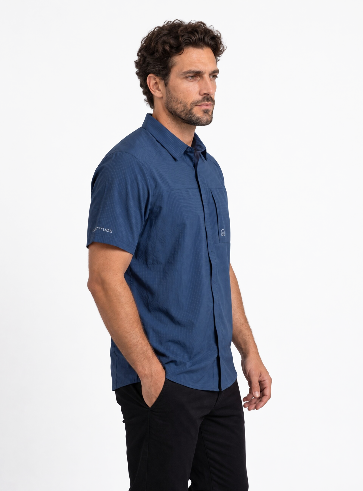 Camisa hombre manga corta Maullín color azul