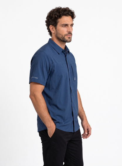 Camisa hombre manga corta Maullín color azul