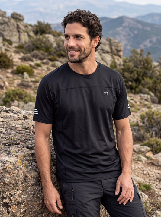 Polera hombre manga corta Baker color negro