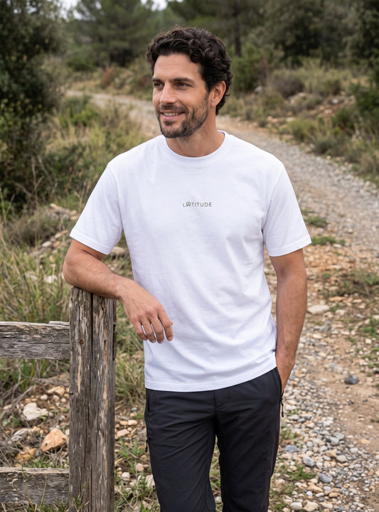 Polera hombre manga corta Futaleufú color blanco