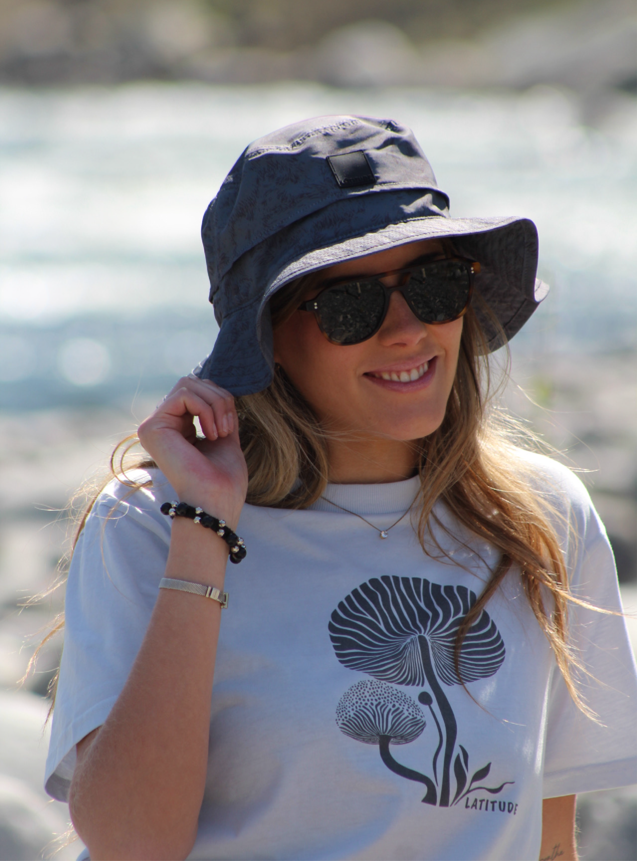 Gorro Boonie Secuoya unisex color azul estampado