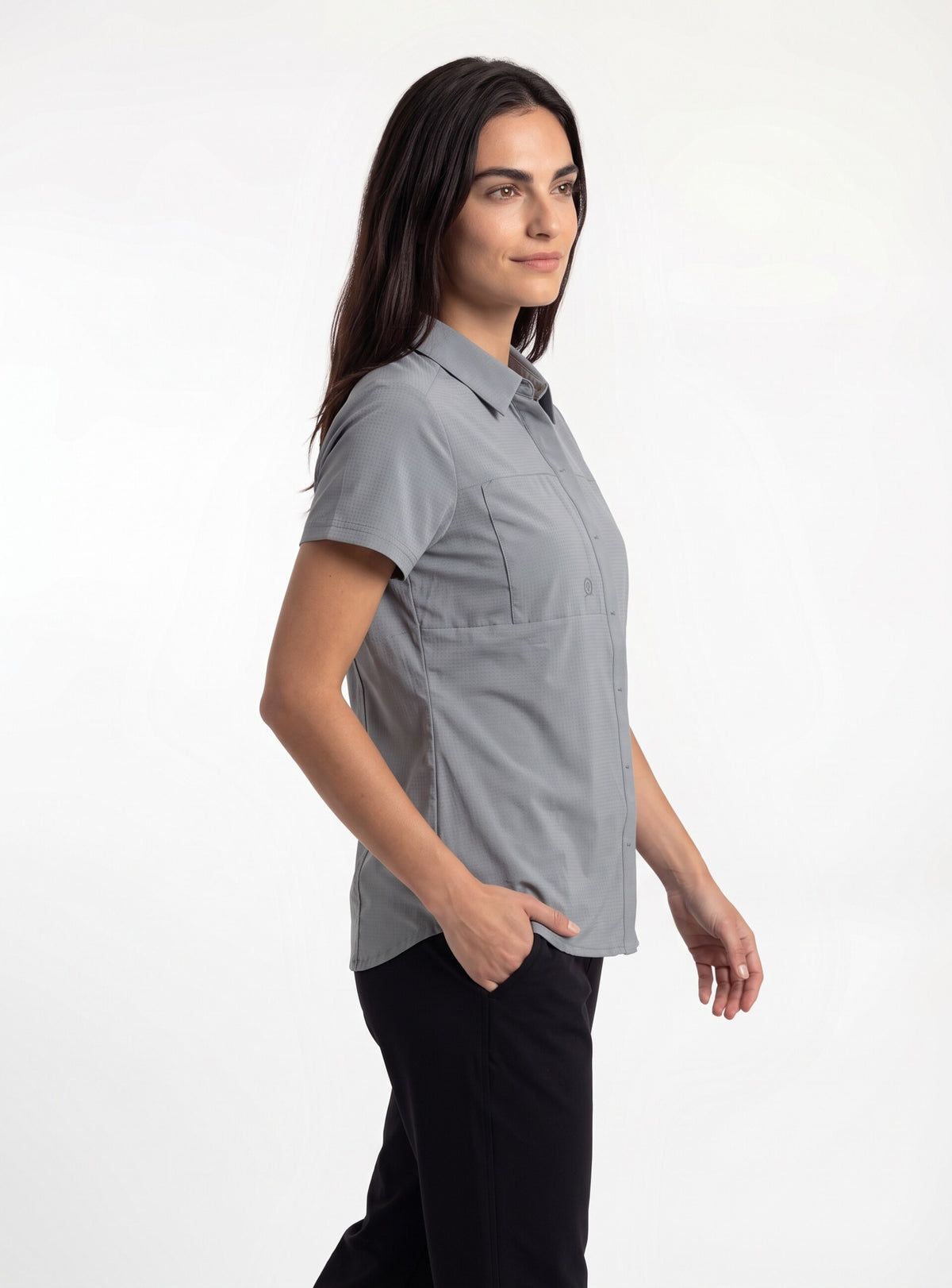 Camisa mujer manga corta Reñihue color gris