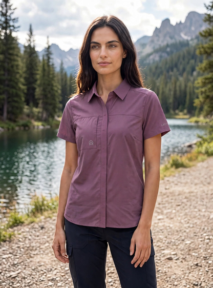 Camisa mujer manga Reñihue corta color malva