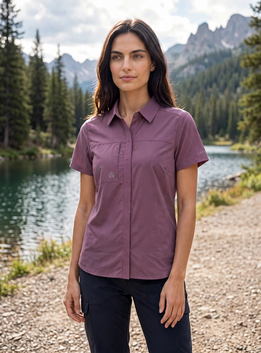 Camisa mujer manga Reñihue corta color malva