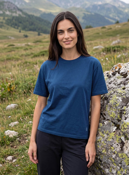 Polera mujer manga corta Chacabuco color azul