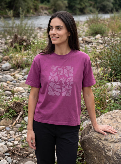 Polera mujer manga corta Chacabuco color malva