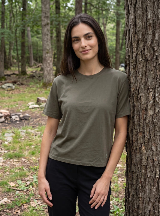 Polera mujer manga corta Chacabuco color oliva