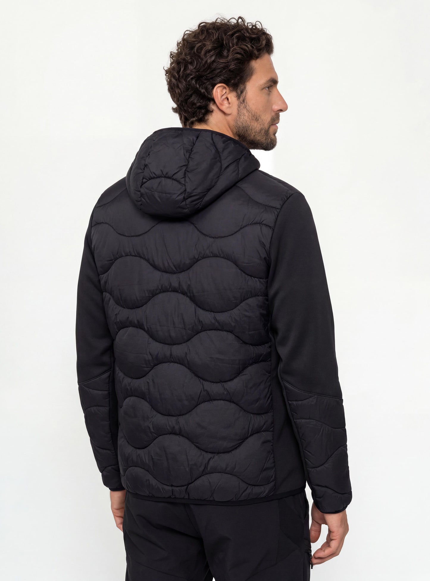 Chaqueta Híbrida con Capucha Hombre Puelo color Negro