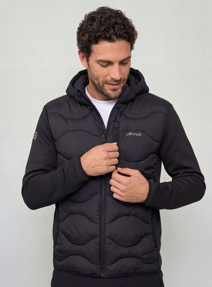 Chaqueta Híbrida con Capucha Hombre Puelo color Negro