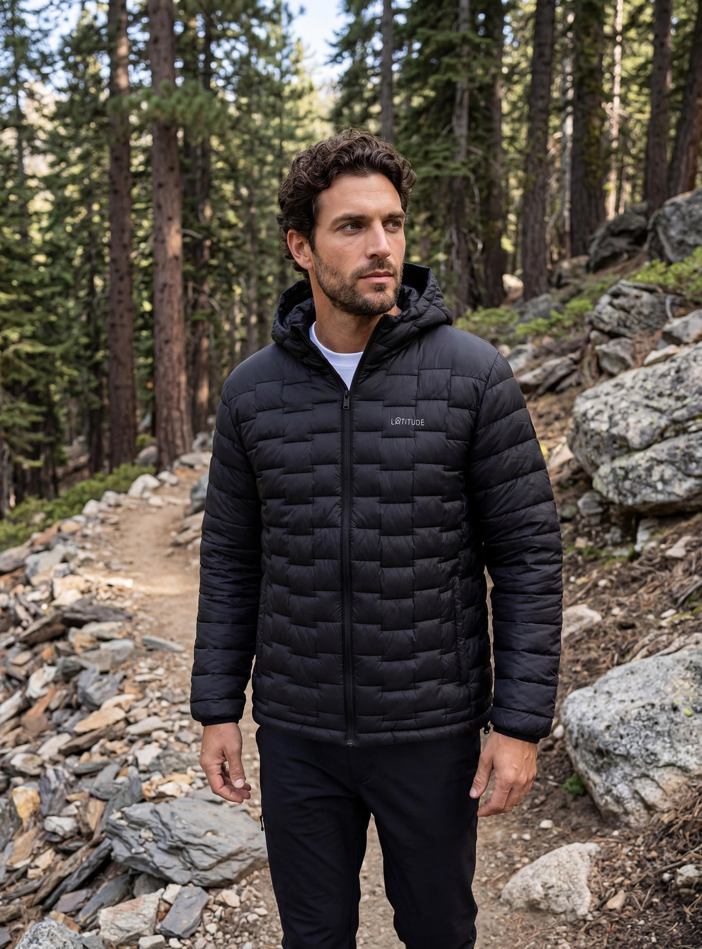 Parka Quilt con Capucha Hombre Yelcho color negro