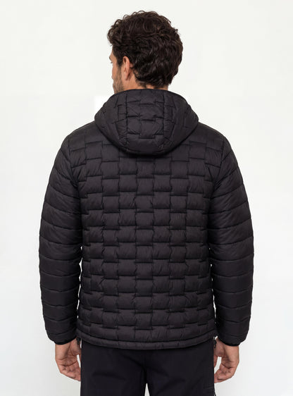 Parka Quilt con Capucha Hombre Yelcho color negro