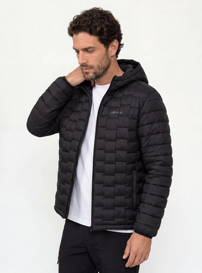 Parka Quilt con Capucha Hombre Yelcho color negro