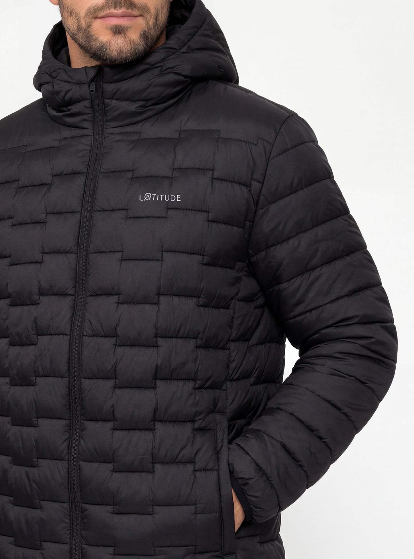 Parka Quilt con Capucha Hombre Yelcho color negro