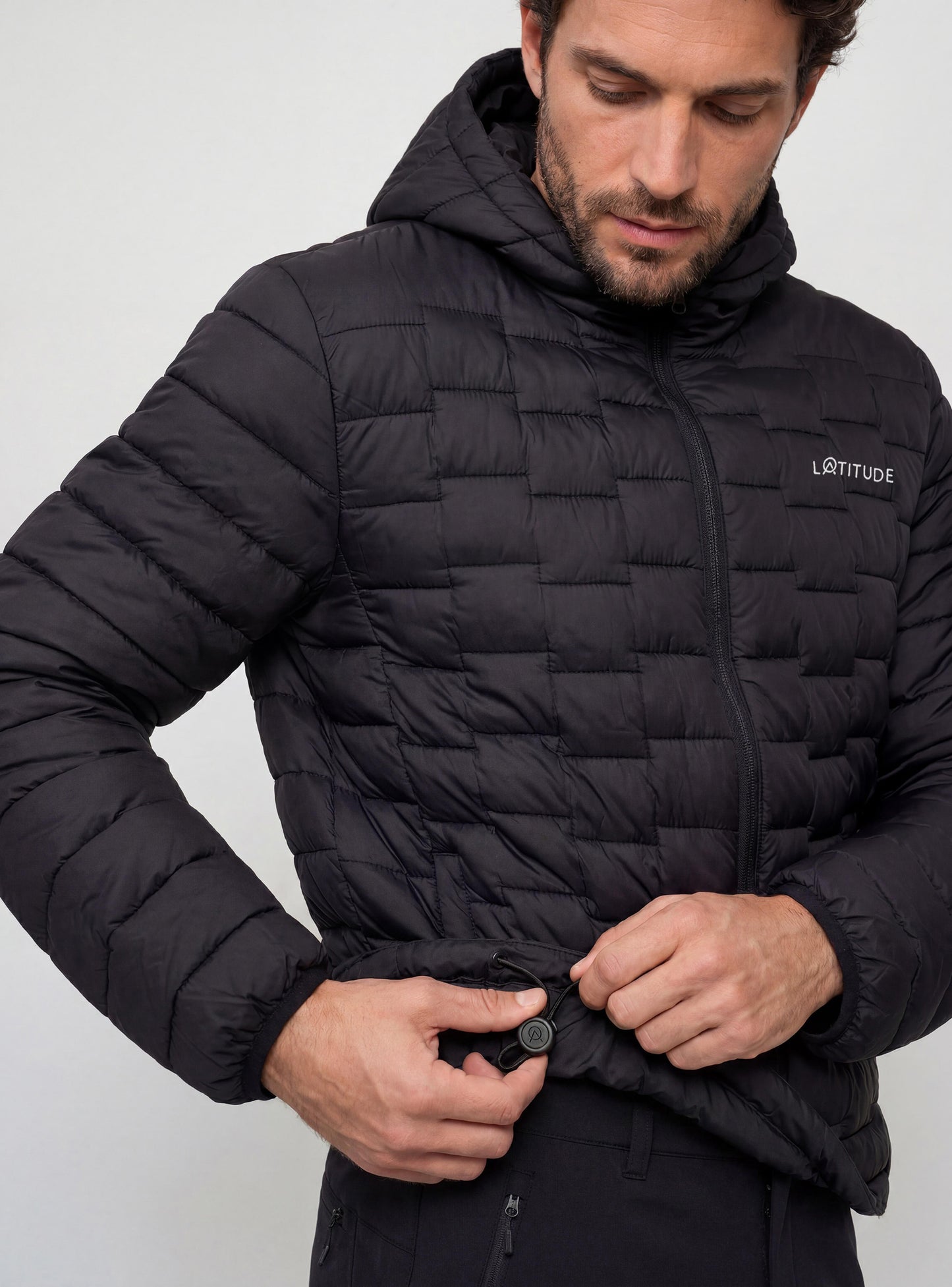 Parka Quilt con Capucha Hombre Yelcho color negro