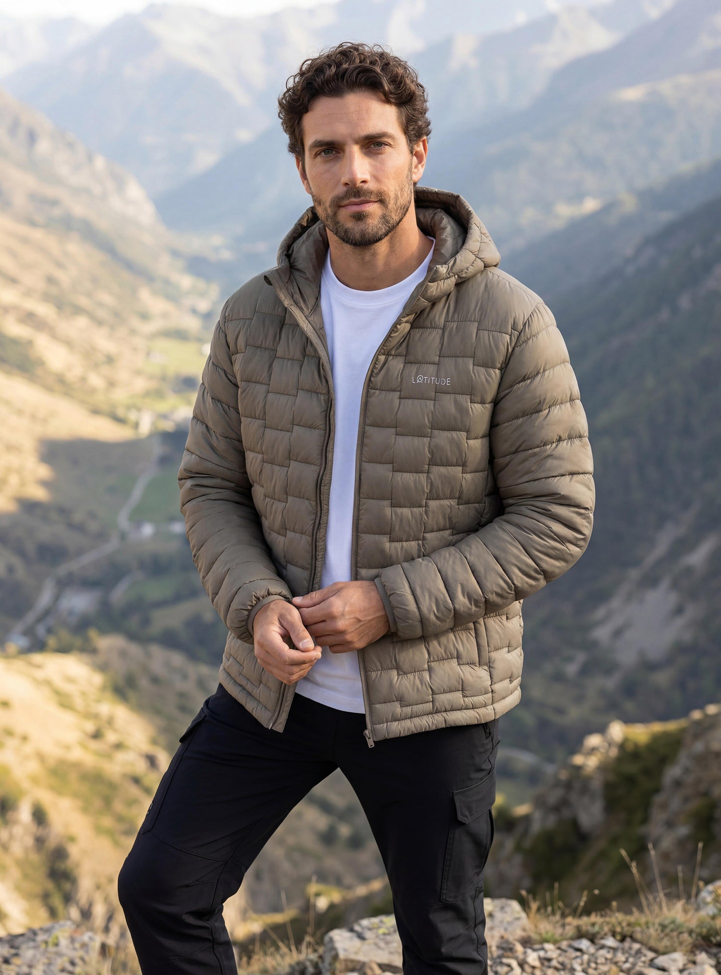 Parka Quilt con Capucha Hombre Yelcho color beige