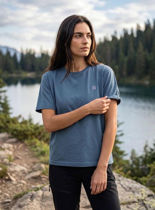 Polera manga corta de mujer color azul