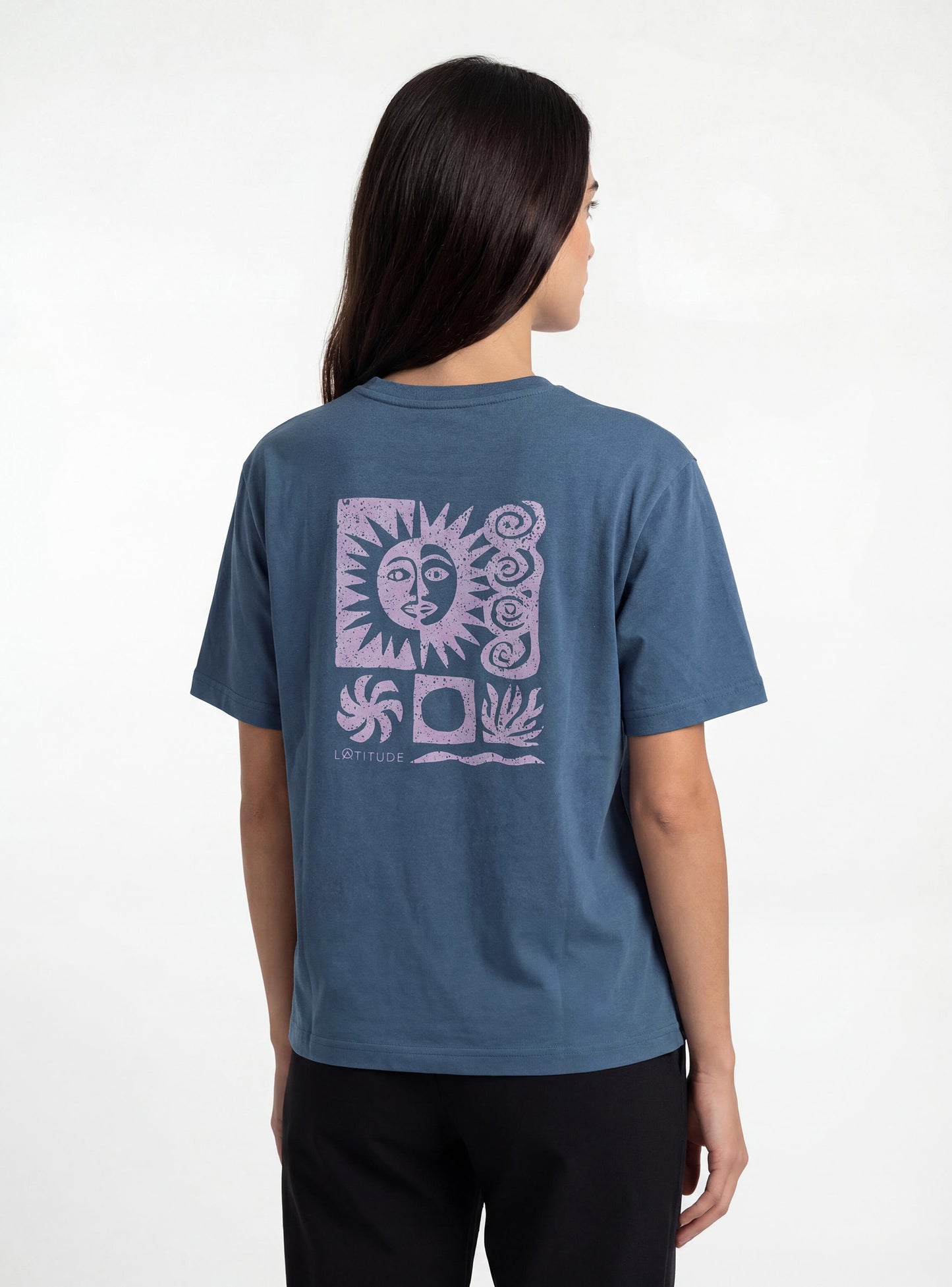 Polera manga corta de mujer color azul
