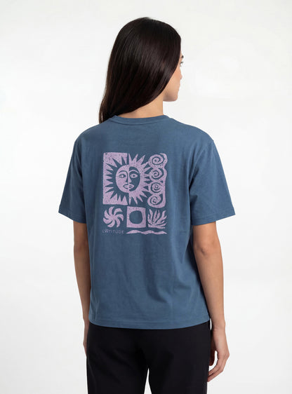 Polera manga corta de mujer color azul