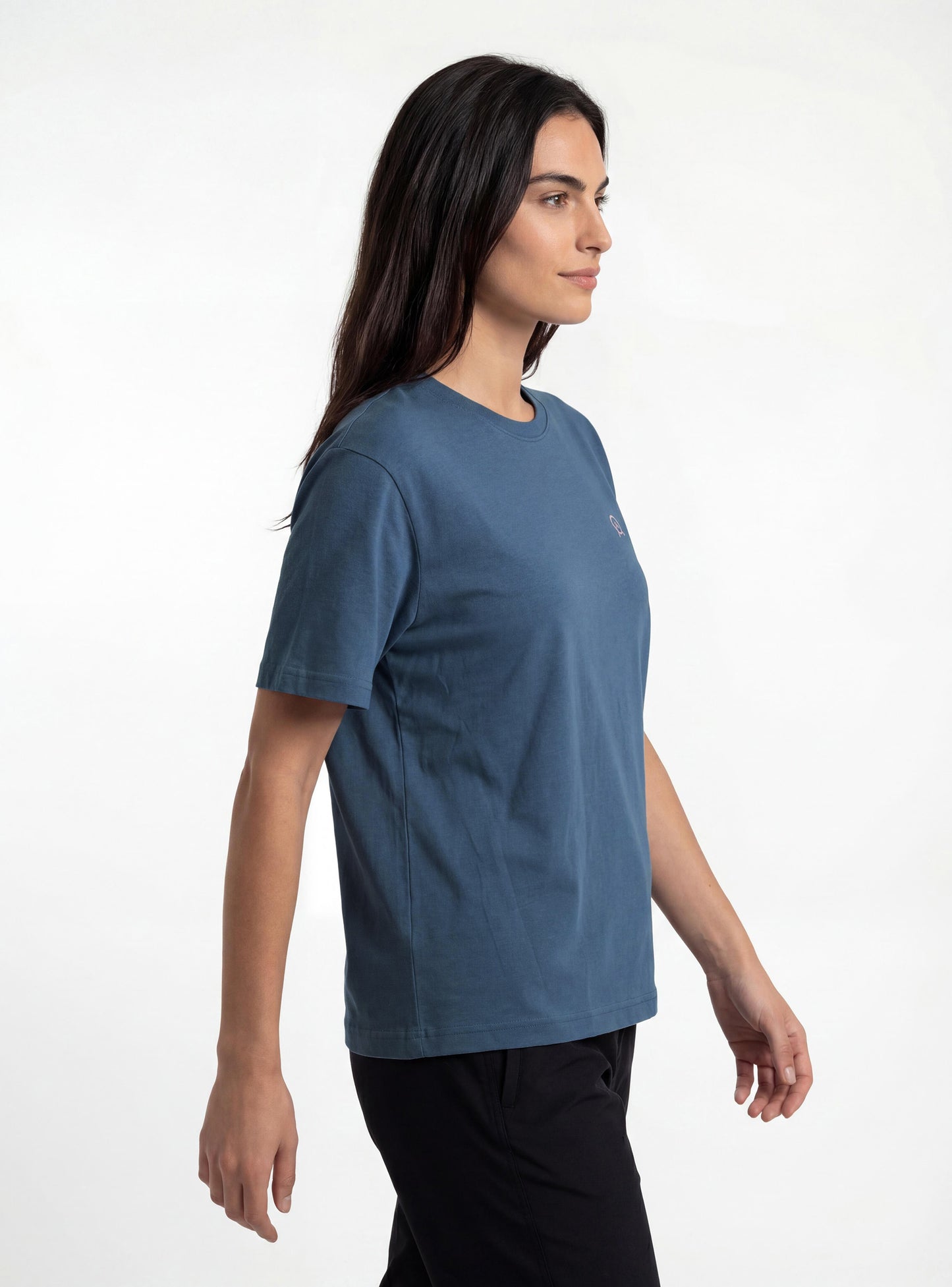 Polera manga corta de mujer color azul