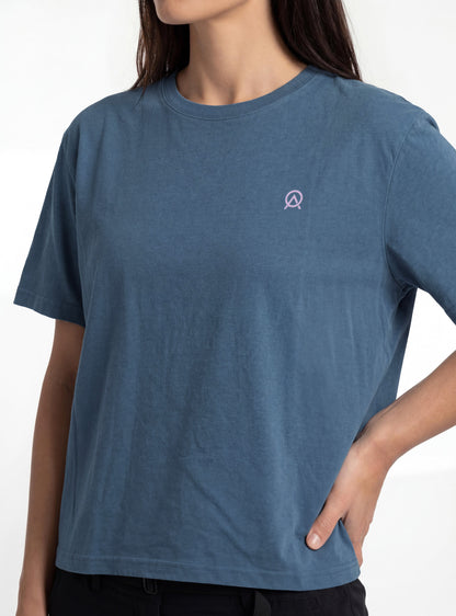 Polera manga corta de mujer color azul