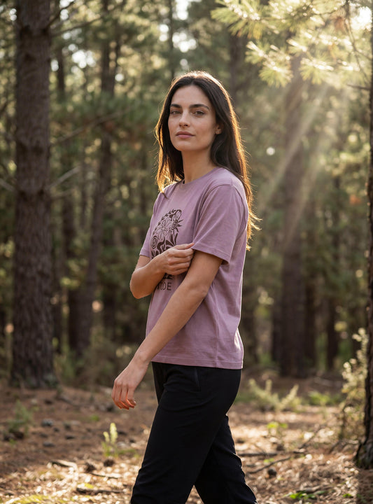 Polera manga corta de mujer color malva