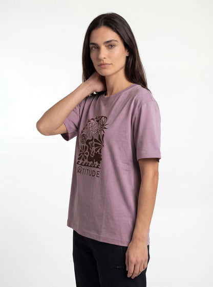 Polera manga corta de mujer color malva