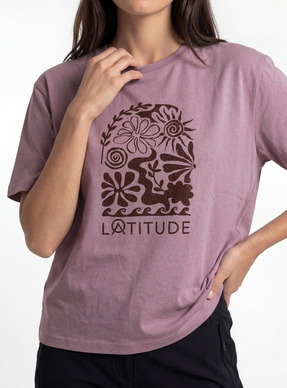 Polera manga corta de mujer color malva