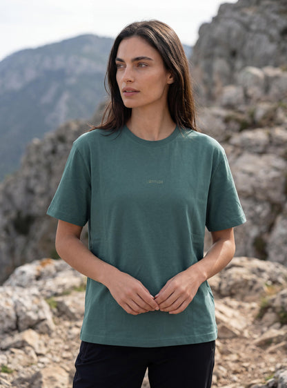Polera manga corta de mujer color petróleo