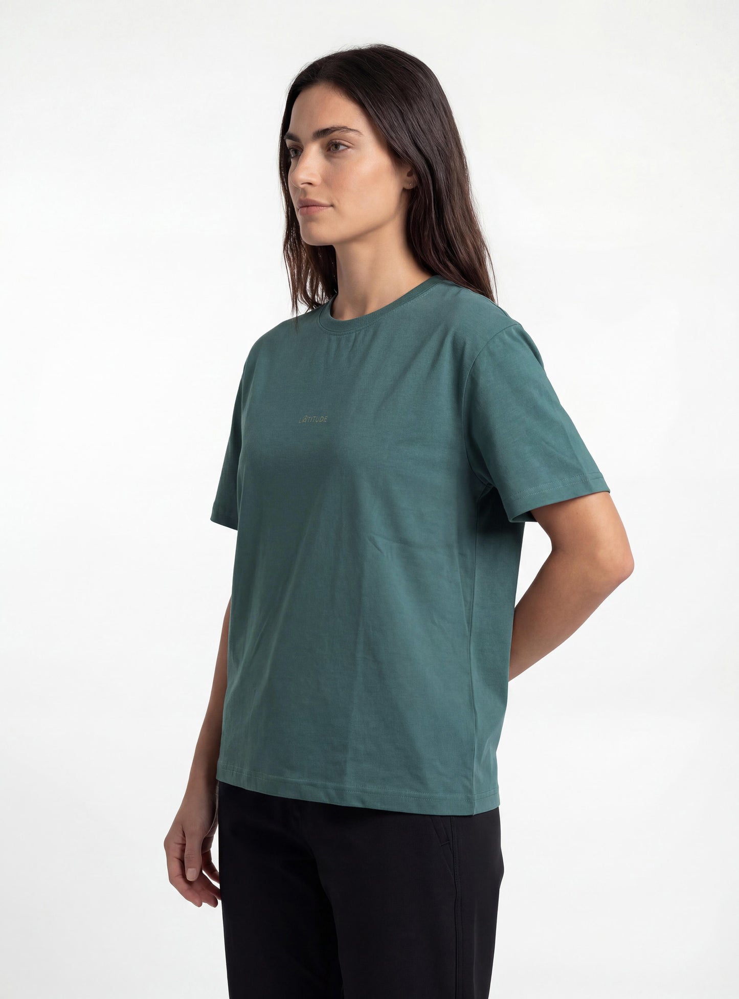 Polera manga corta de mujer color petróleo