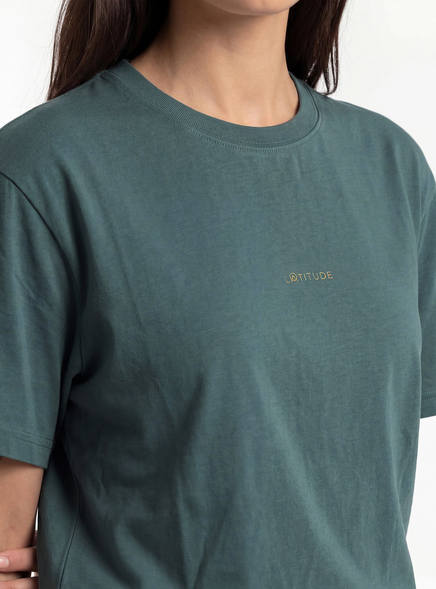 Polera manga corta de mujer color petróleo