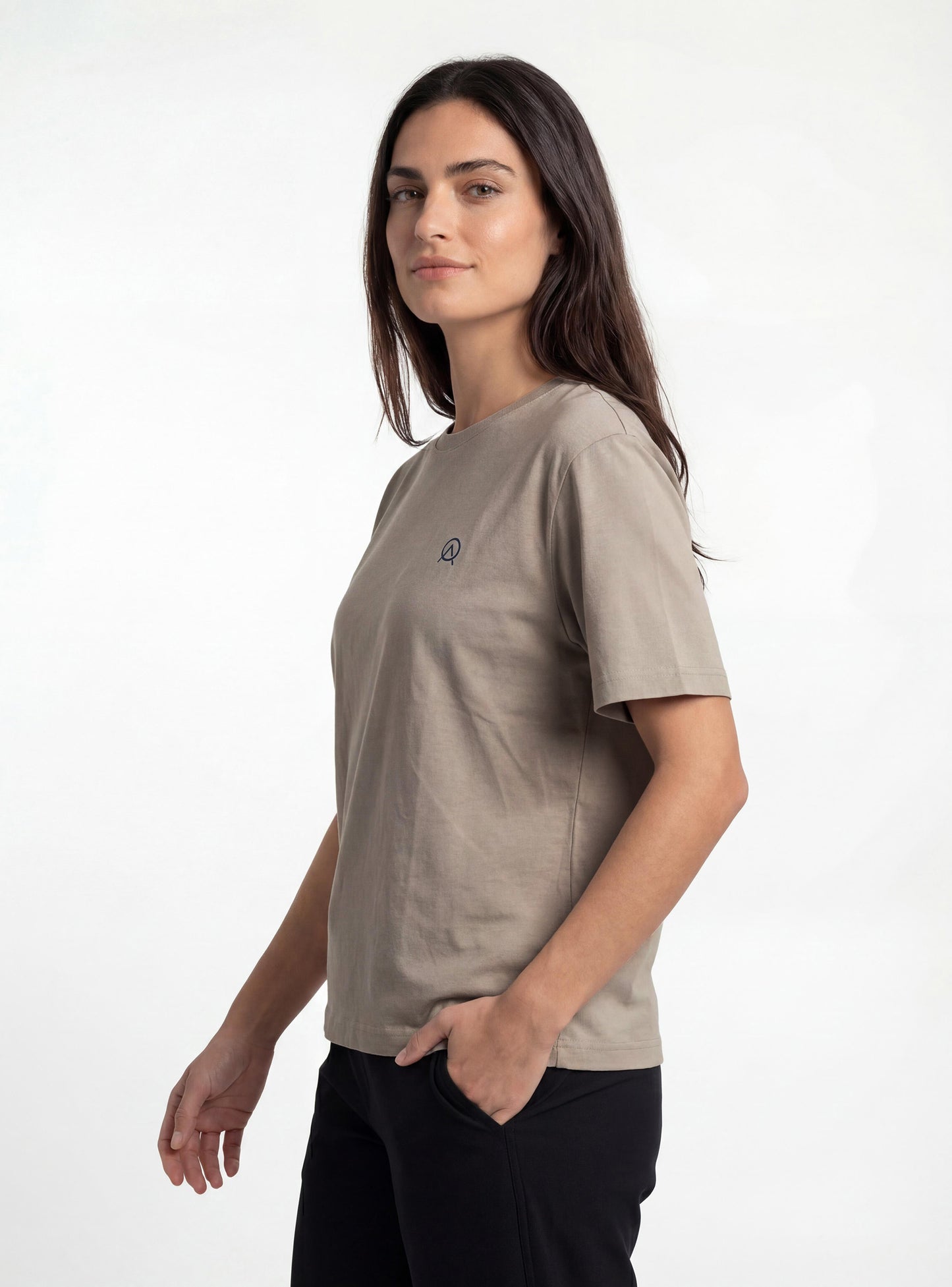 Polera manga corta de mujer color taupe
