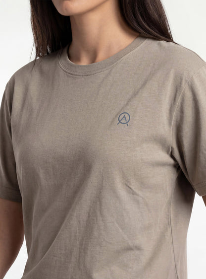 Polera manga corta de mujer color taupe